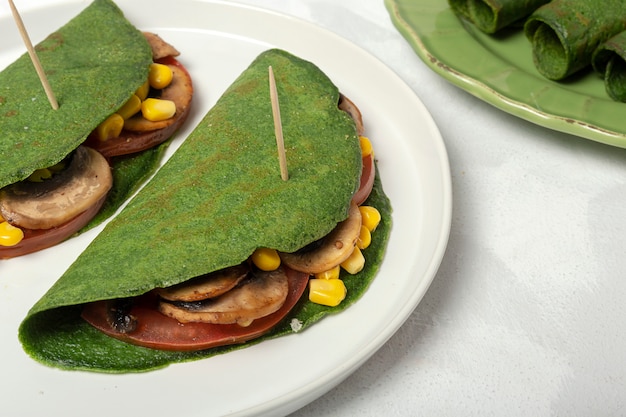 Crepes de espinacas verdes caseros