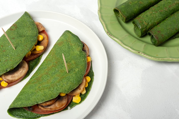 Crepes de espinacas verdes caseros