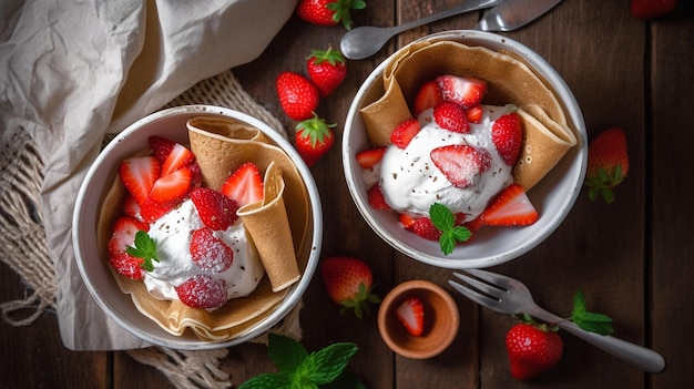 Crepes con fresas de queso ricotta