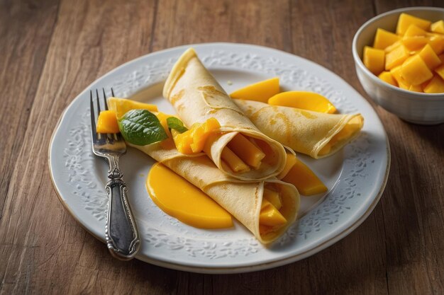 Foto crepes gourmet com frutas frescas