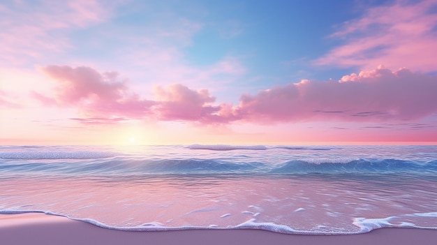 Crepúsculo en la playa una puesta de sol serena con un océano tranquilo