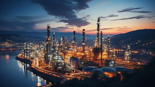 Crepúsculo Refinería de petróleo Fábrica Planta petroquímica Petróleo Industria química