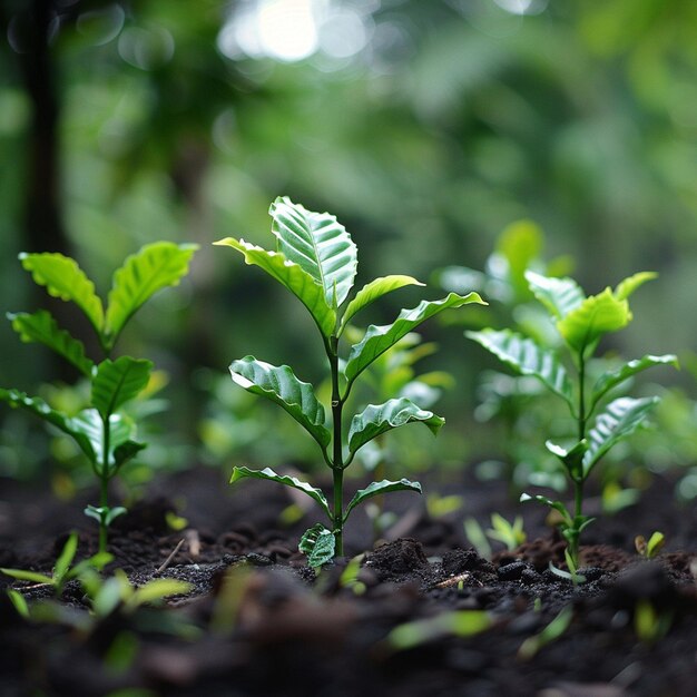 Crescimento Árvores conceito Sementes de feijão de café fundo da natureza Belos gree