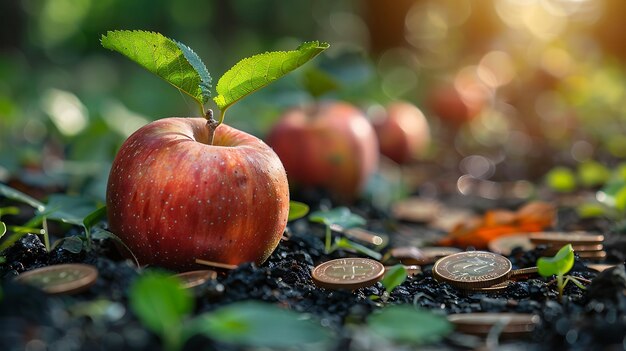Foto crescimento da apple com investimentos semelhantes a moedas