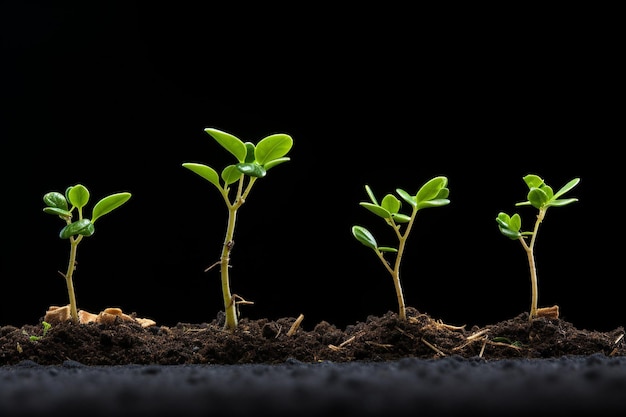 Foto crescimento da planta de pequeno a grande