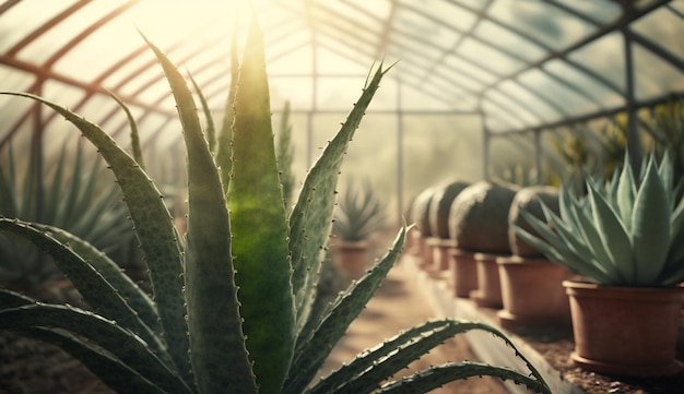 Crescimento de plantas em um fundo verde dentro de casa gerado por IA