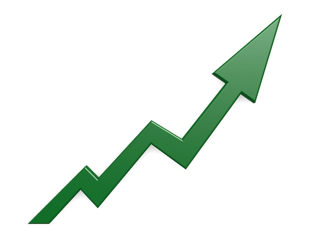 Crescimento do gráfico de seta verde para cima