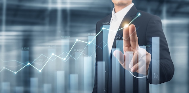 Crescimento do gráfico do plano do empresário e aumento dos indicadores positivos do gráfico