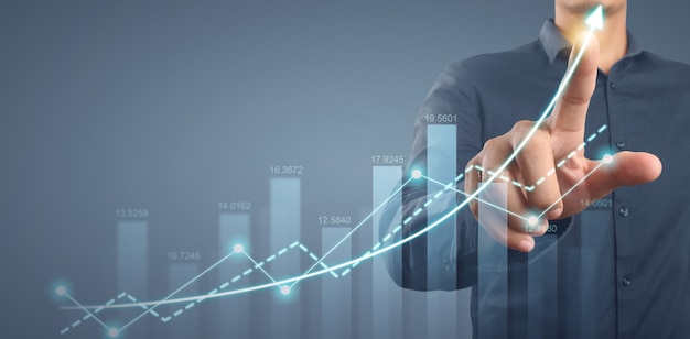 Crescimento do gráfico do plano do empresário e aumento dos indicadores positivos do gráfico