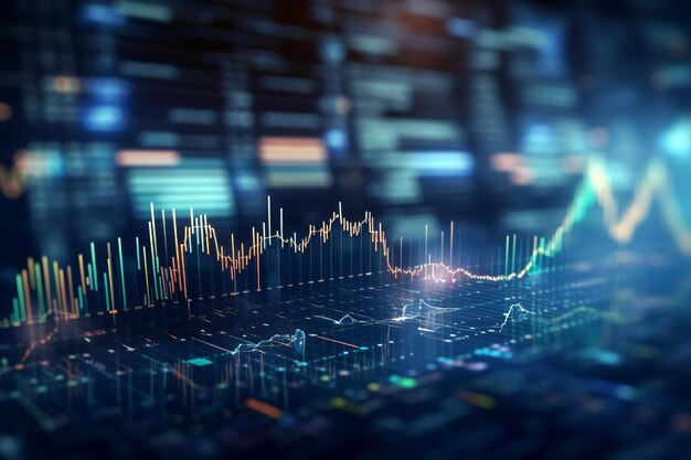 Crescimento do mercado de ações investimento de negócios e conceito de dados com gráficos de gráficos financeiros digitais