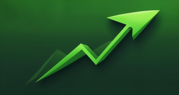 Foto crescimento e sucesso simbolizados por uma flecha verde vibrante