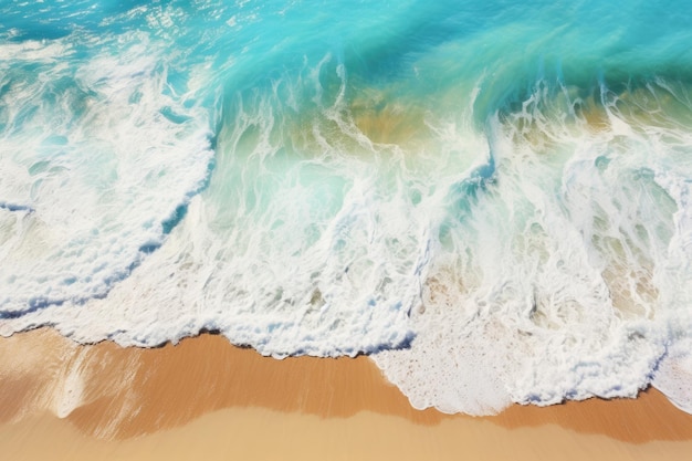 La cresta de las olas y la ruptura en la orilla de asandy capturada desde una perspectiva aérea en el turismo decept