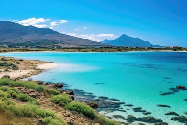 Foto creta grécia lagoa de elafonisi vista paradisíaca da praia