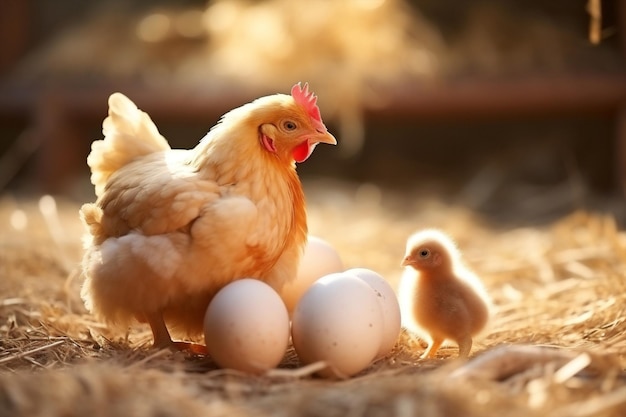 La cría de pollos, los huevos, la naturaleza, la alimentación de los pollos, las aves de corral rurales, la agricultura ecológica.