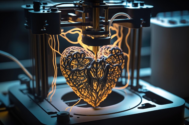 Criação de impressão 3D médica de coração artificial de transplante de modelo de coração