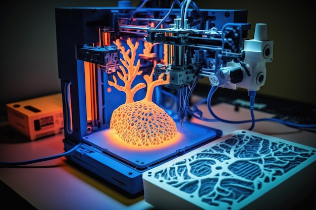 Criação de impressão 3D médica de coração artificial de transplante de modelo de coração