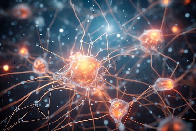 Criação de novas conexões neurais no cérebro humano Impulsos no cérebro AI gerado