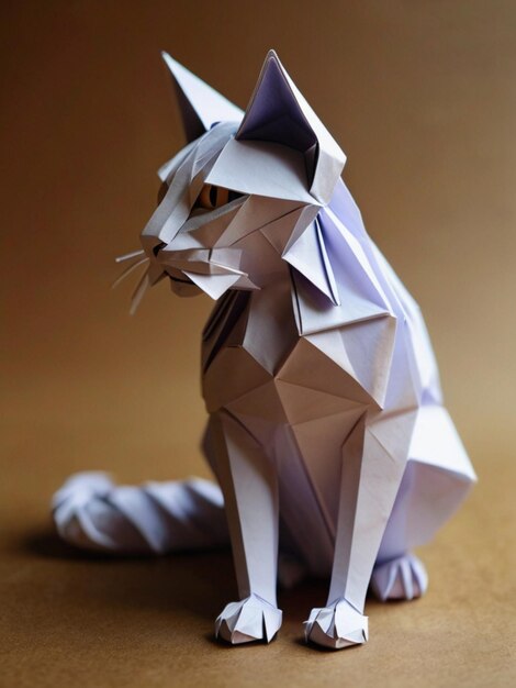 Foto criação de origami de papel na forma de um gato