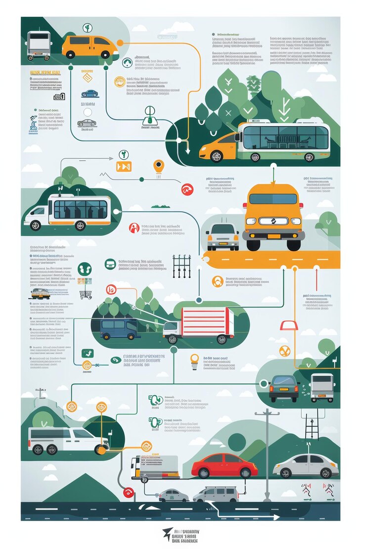 Foto criação de um infográfico de horário de transporte eficiente para conservação de gasolina e deslocamento ecológico