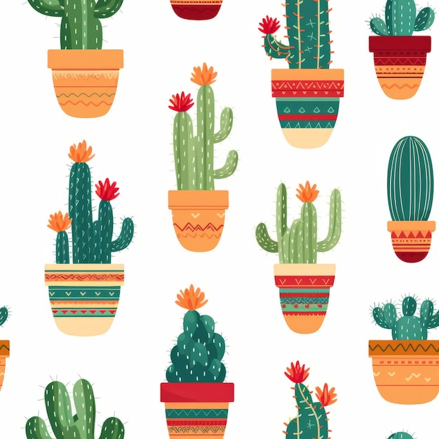 Criação do padrão perfeito de cactus de tricô Celebrar a natureza em um fundo branco