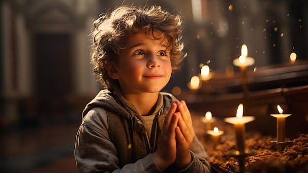 Criança a rezar.