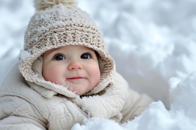 Criança alegre sentada no inverno Gerar ai