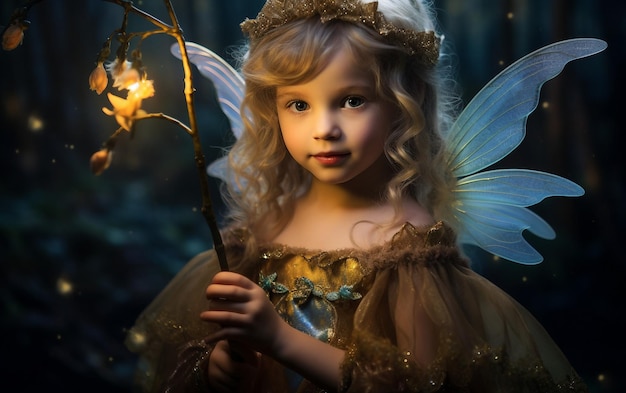 Criança bonita posando em trajes de fantasia