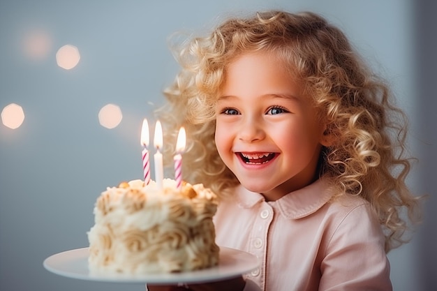 Criança com bolo de aniversário