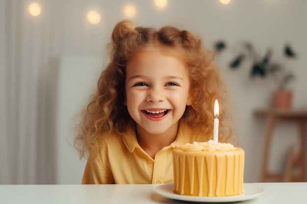 Criança com bolo de aniversário