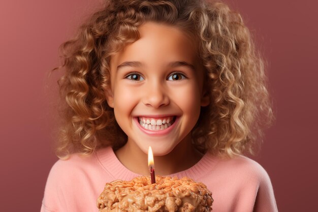 Criança com bolo de aniversário