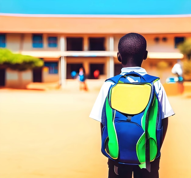 Criança com mochila adequada para o regresso à escola