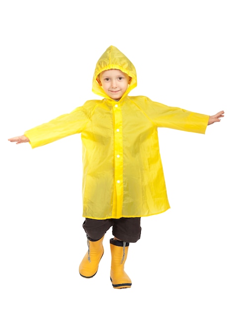 Criança, com, raincoat