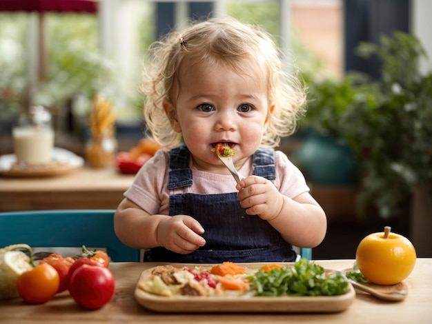 criança comendo comida