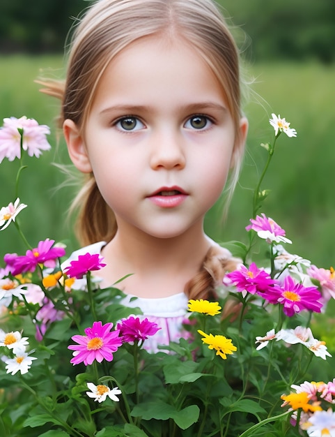 Criança dando flor