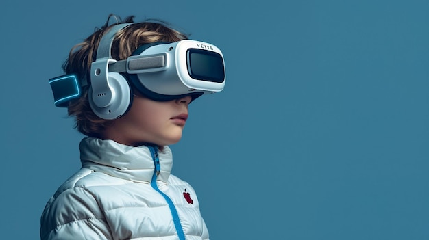 Criança de 3 anos com óculos de sol de realidade virtual