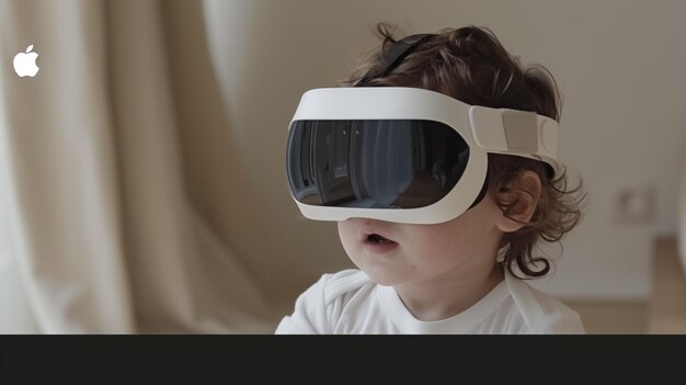 Criança de 3 anos com óculos de sol de realidade virtual