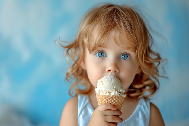 criança de anos tomando sorvete