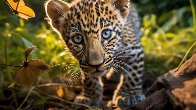 Criança de leopardo-pantera