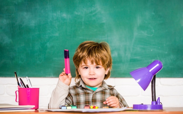 Criança em idade pré-escolar está aprendendo na aula