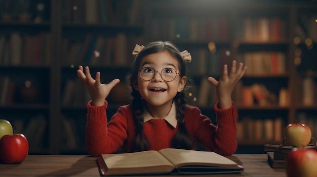 Criança feliz com livros