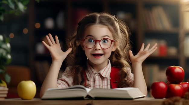 Criança feliz com livros