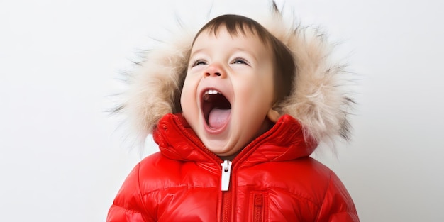 Criança feliz e fria na neve de Red Rocks