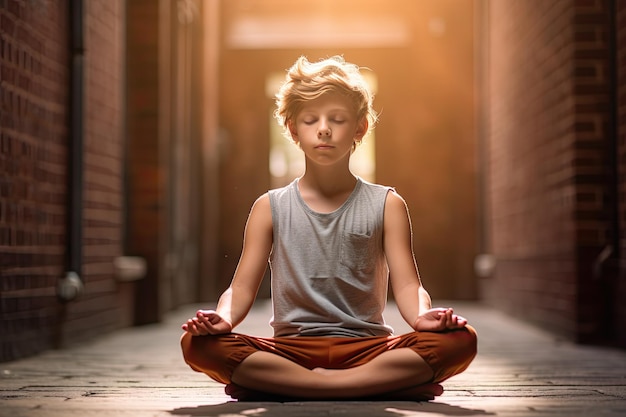 criança meditando