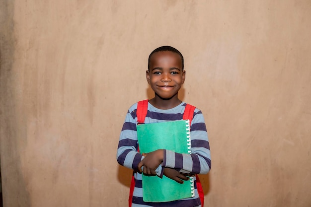 Criança menino africano escola escola primária estudante