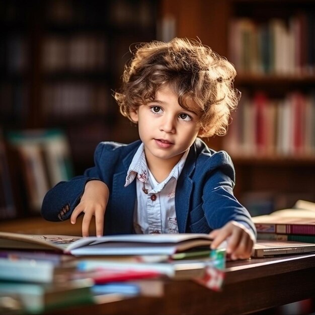 Criança na biblioteca