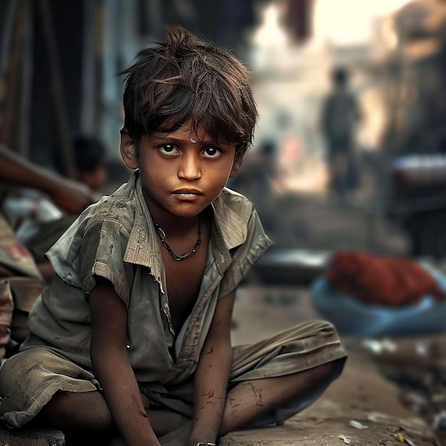 Criança na favela Crianças pobres indianas da favela