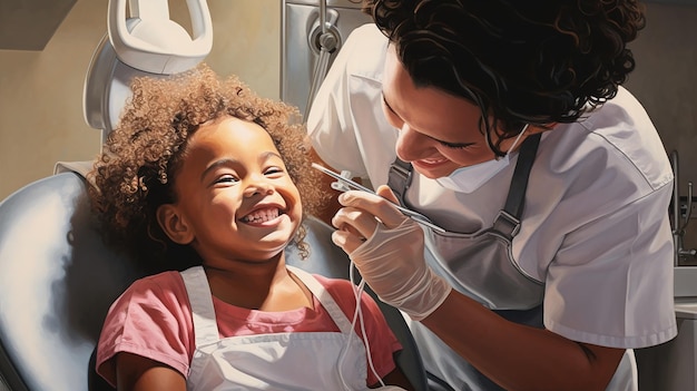 Foto criança na recepção do consultório dentário