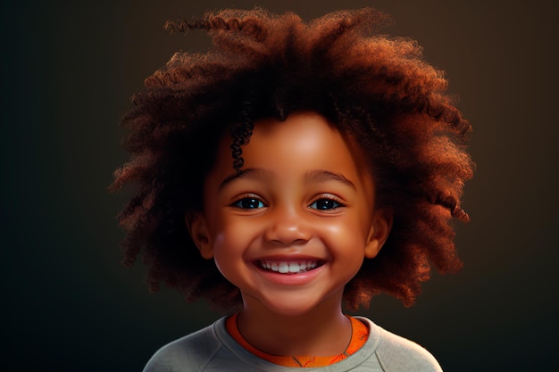 Criança negra feliz Retrato de uma criança alegre gerada por IA