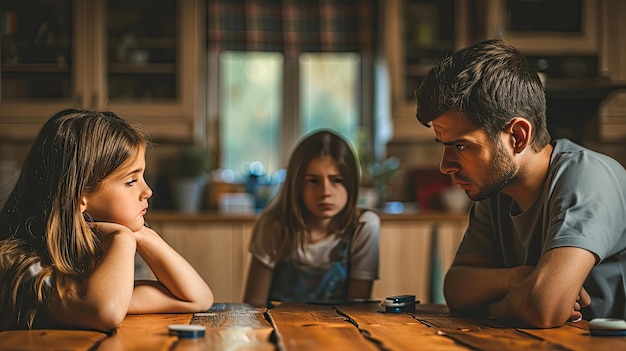 Foto criança triste deste pai e mãe discutindo conceito negativo de família