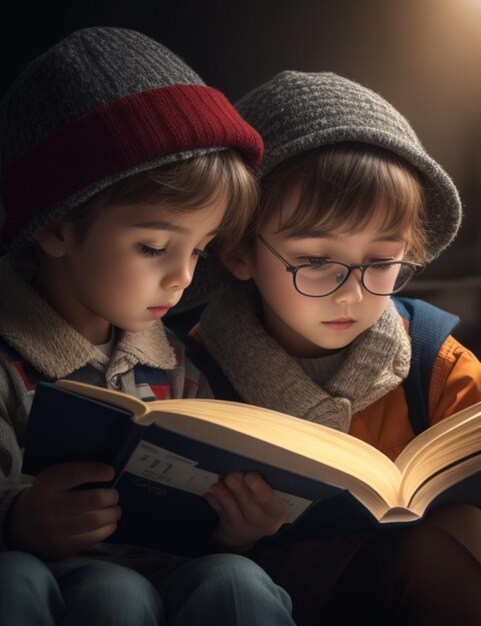 crianças a lerem um livro